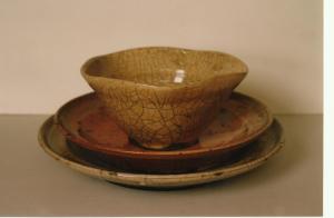 Tallerkner og skål, raku, 1995.